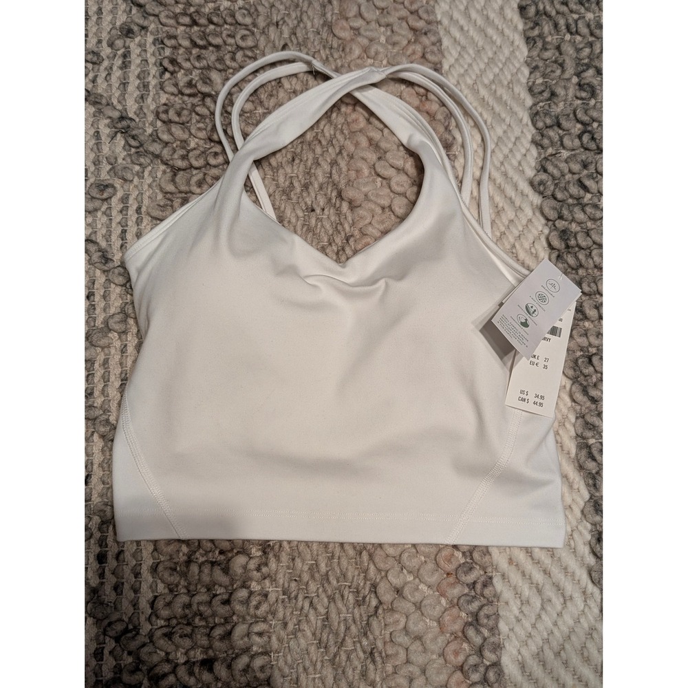 NWT Gilly Hicks Go Recharge White Curvy Strappy Sports Bra Small S